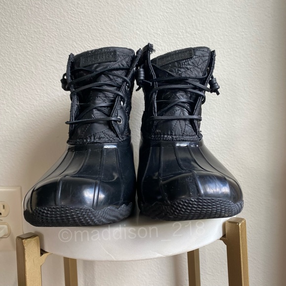 Sperry Saltwater Nylon Quilted Duck Boot Black size 9 women’s Side Zip size 9 - Picture 4 of 11